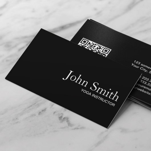 Yogalehrer Schlichter schwarzer QR-Code Minimalist Visitenkarte