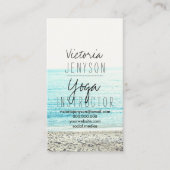 Yogalehrer Typografie Beach Foto Visitenkarte (Vorderseite)