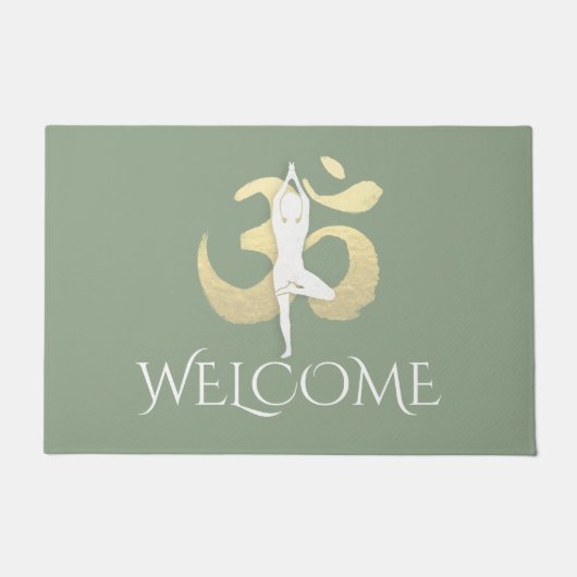 Yogalehrer Welcome Mediation Pose OM Symbol Fußmatte (Vorderseite)