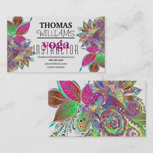 Yogalehrerin Mandala Henna zur Illustration Visitenkarte (Vorne/Hinten)
