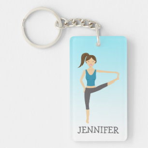 Yogamädchen in der erweiterten Hand-zu-Zehen-Pose  Schlüsselanhänger