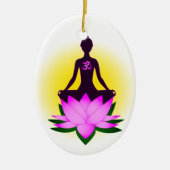 Yogameditation in der rosa Lotos-Blume Keramik Ornament (Vorne)