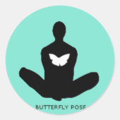Yogamoji™ Butterfly-Pose Runder Aufkleber (Vorderseite)