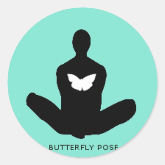 Yogamoji™ Butterfly-Pose Runder Aufkleber (Vorderseite)