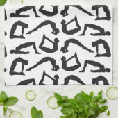 Yogapositionen Silhouetten Geschirrtuch (Gefaltet)