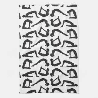 Yogapositionen Silhouetten Geschirrtuch