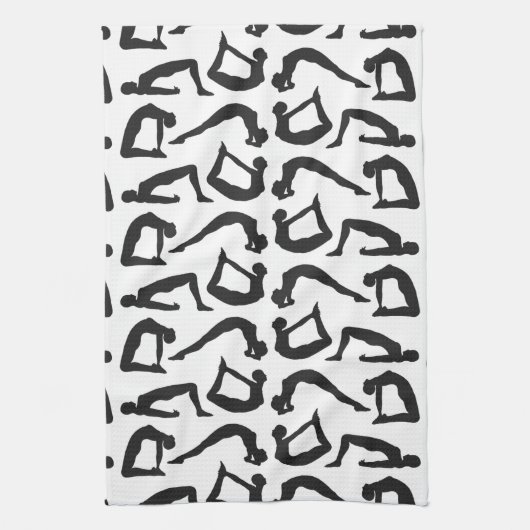 Yogapositionen Silhouetten Geschirrtuch (Vertikal)