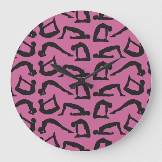 Yogapositionen Silhouetten Große Wanduhr (Vorderseite)