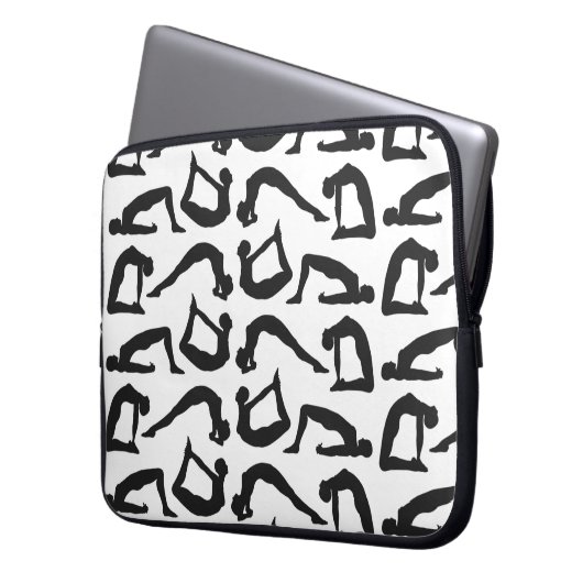 Yogapositionen Silhouetten Laptopschutzhülle (Vorderseite Links)
