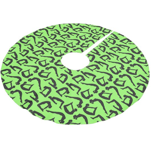 Yogapositionen Silhouetten Polyester Weihnachtsbaumdecke (Schrägansicht)