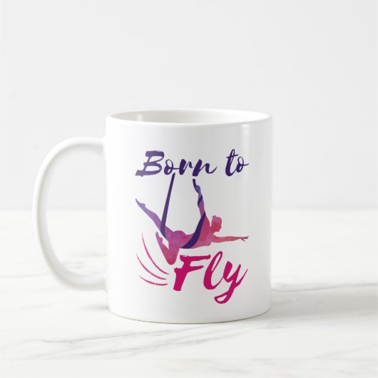 Yogasilden aus der Luft, Geboren zum Fliegen Kaffeetasse (Links)