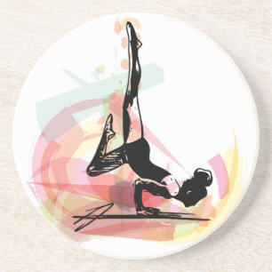 Yogaskizze-Frauenillustration Sandstein Untersetzer