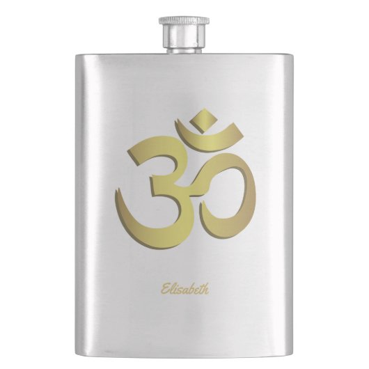 Yogasymbol OM (Om) Namaste Flachmann (Vorderseite)