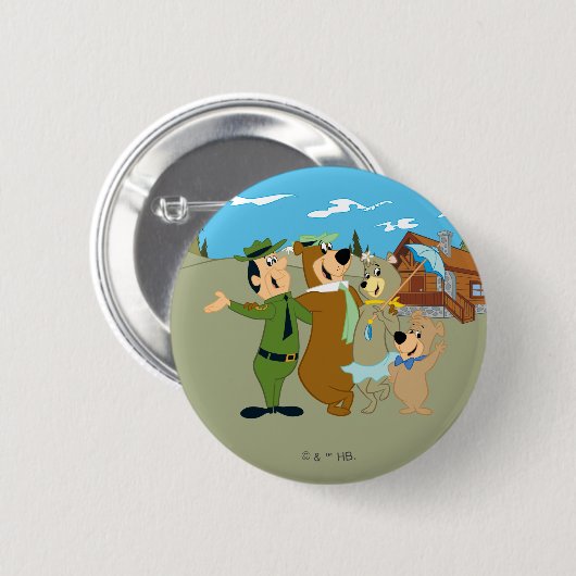 Yogi Bär und Freunde Warm Willkommen Button (Vorne & Hinten)