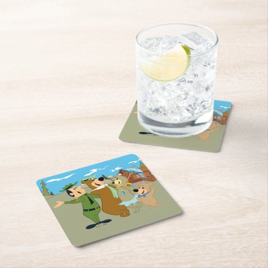 Yogi Bär und Freunde Warm Willkommen Rechteckiger Pappuntersetzer (Vor Ort)