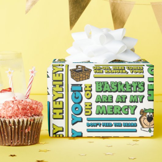 Yogi Bären's Picnic Quotes & Fun Phrases Muster Geschenkpapier (Geburtstagsparty)