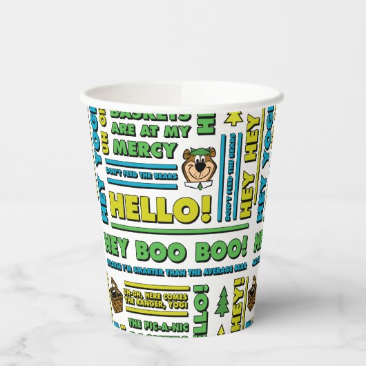 Yogi Bären's Picnic Quotes & Fun Phrases Muster Pappbecher (Links)