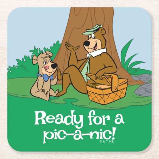 Yogi Bear and Boo Boo Picnic Snack Rechteckiger Pappuntersetzer (Vorderseite)
