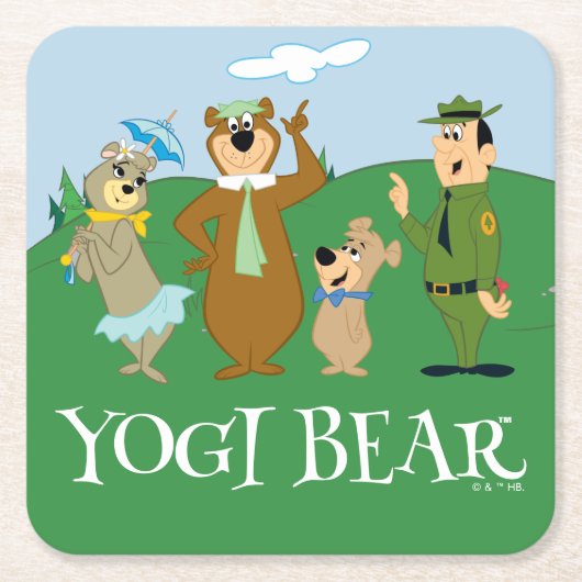 Yogi Bear and Friends Classic Pose Rechteckiger Pappuntersetzer (Vorderseite)