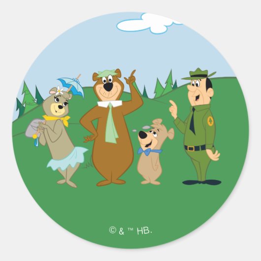 Yogi Bear and Friends Classic Pose Runder Aufkleber (Vorderseite)