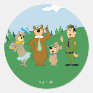 Yogi Bear and Friends Classic Pose Runder Aufkleber