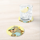 Yogi Bear Carry Cindy Bear Runder Pappuntersetzer (Vor Ort)