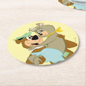 Yogi Bear Carry Cindy Bear Runder Pappuntersetzer (Angewinkelt)