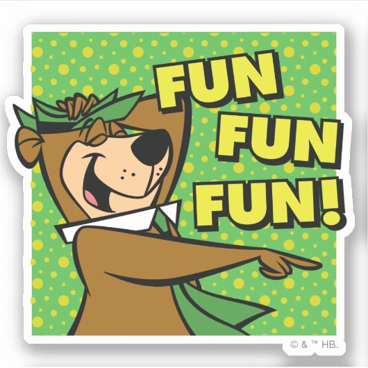 Yogi Bear Fun Fun Fun Aufkleber (Vorderseite)