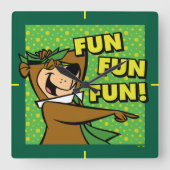 Yogi Bear Fun Fun Fun Quadratische Wanduhr (Vorderseite)