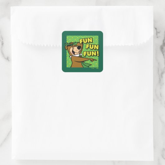 Yogi Bear Fun Fun Fun Quadratischer Aufkleber (Tasche)