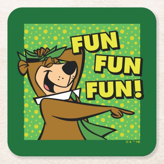 Yogi Bear Fun Fun Fun Rechteckiger Pappuntersetzer (Vorderseite)