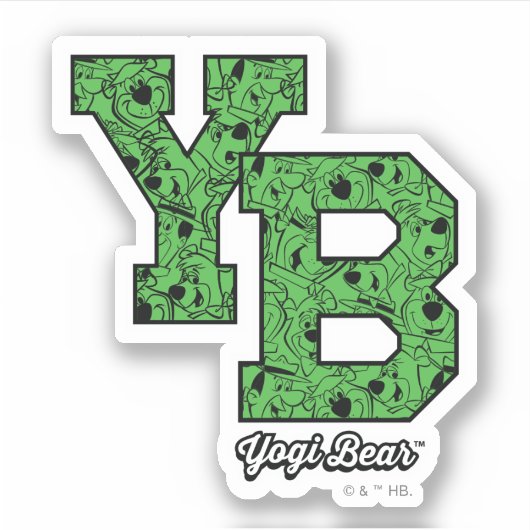 Yogi Bear Gemustert Varsity Letters Aufkleber (Vorderseite)