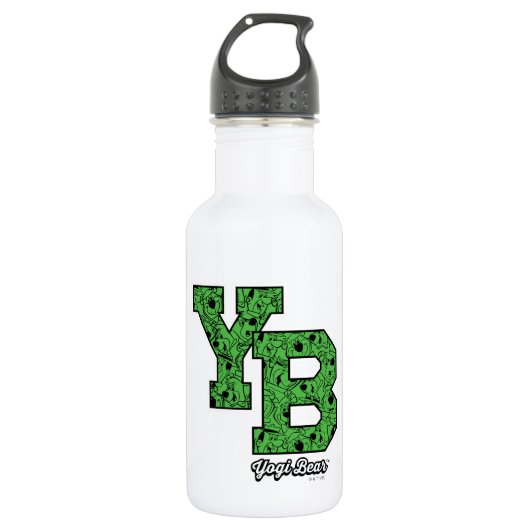 Yogi Bear Gemustert Varsity Letters Edelstahlflasche (Vorderseite)