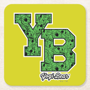 Yogi Bear Gemustert Varsity Letters Rechteckiger Pappuntersetzer