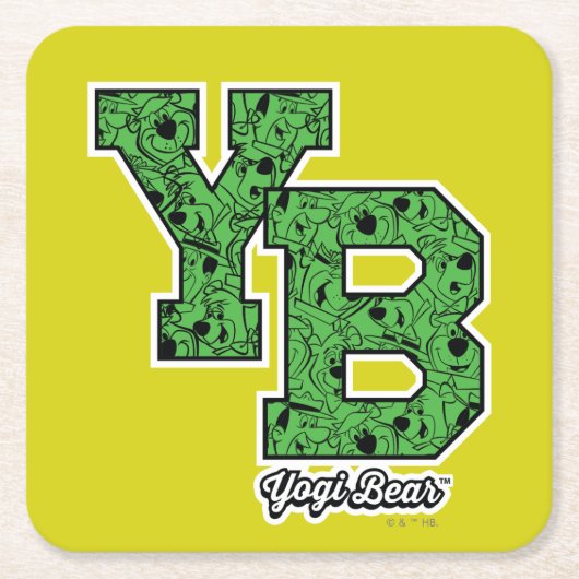Yogi Bear Gemustert Varsity Letters Rechteckiger Pappuntersetzer (Vorderseite)