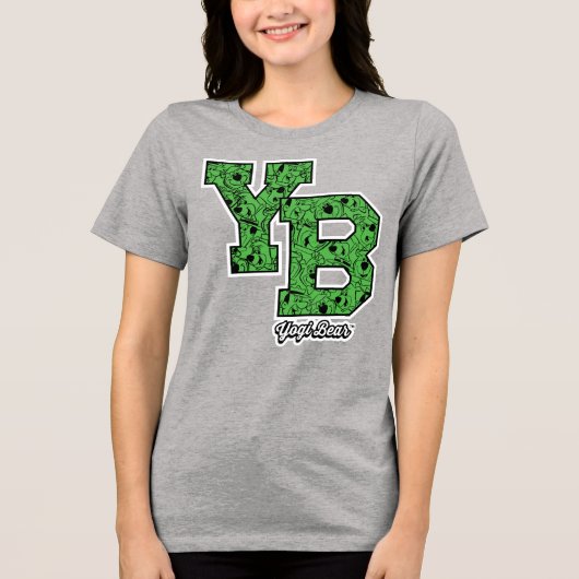 Yogi Bear Gemustert Varsity Letters Tri-Blend Shirt (Vorderseite)