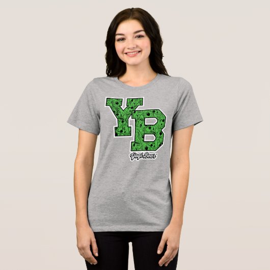 Yogi Bear Gemustert Varsity Letters Tri-Blend Shirt (Vorderseite voll)
