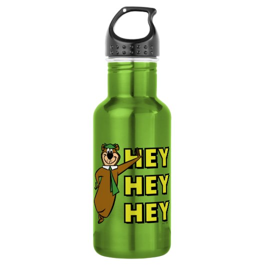 Yogi Bear Hey Hey Hey Edelstahlflasche (Vorderseite)
