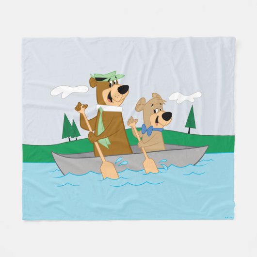 Yogi Bear und Boo Boo Fun Kanuabenteuer Fleecedecke (Vorderseite (Horizontal))