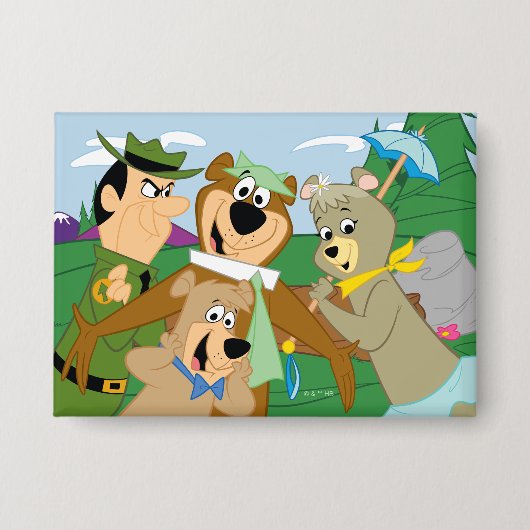 Yogi Bear und Friends Gerahmt Forest Picture Button (Vorderseite)