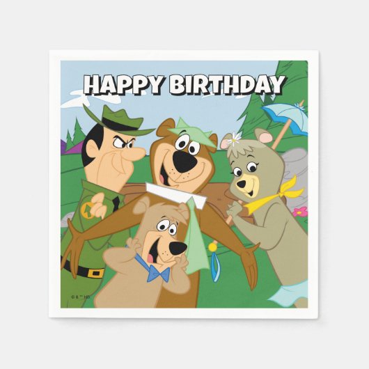 Yogi Bear und Friends Gerahmt Forest Picture Serviette (Vorderseite)