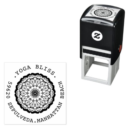 Yogi Floral Mandala Rede Runde Permastempel (Beispiel)