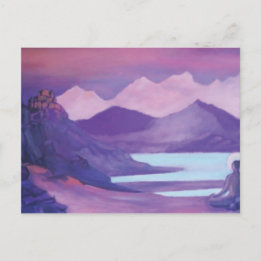 Yogi & Kloster im tibetischen Gebirge Postkarte