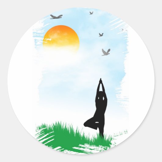 Yogi-Meditation Runder Aufkleber (Vorderseite)