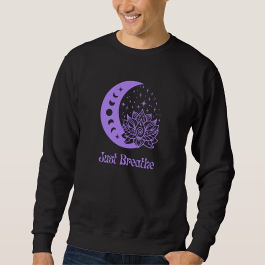 Yogi Purple Moon Phase Yoga Meditation Just Breath Sweatshirt (Vorderseite)