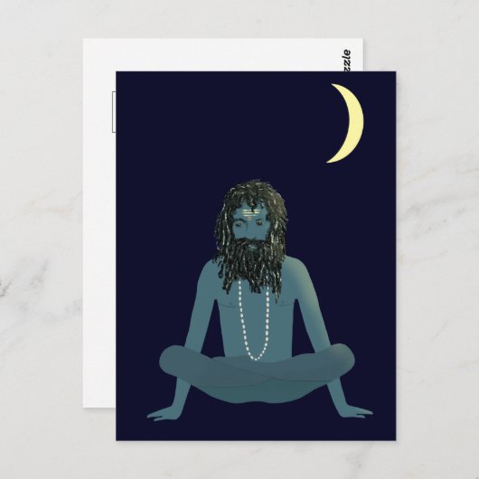 Yogi Shiva unter der Postkarte des Halbmonds (Vorne/Hinten)