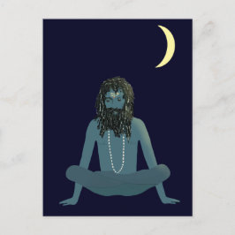 Yogi Shiva unter der Postkarte des Halbmonds