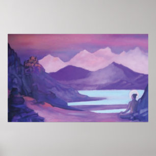 Yogi u. Kloster in den tibetanischen Bergen Poster