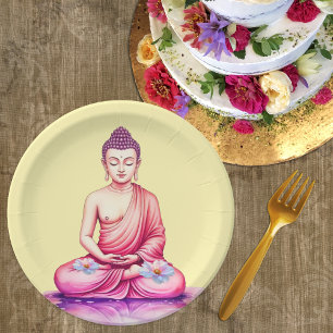 Yogini / Buddha Wasserfarbteller, Meditation Pappteller