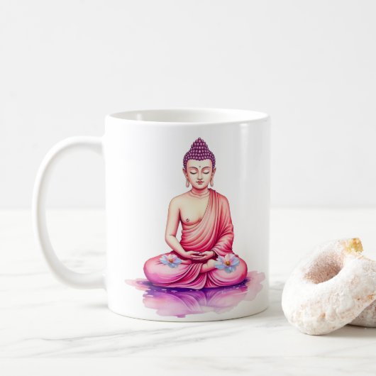 Yogini / Buddha Watercolor Cup, Meditation Kaffeetasse (Mit Donut)